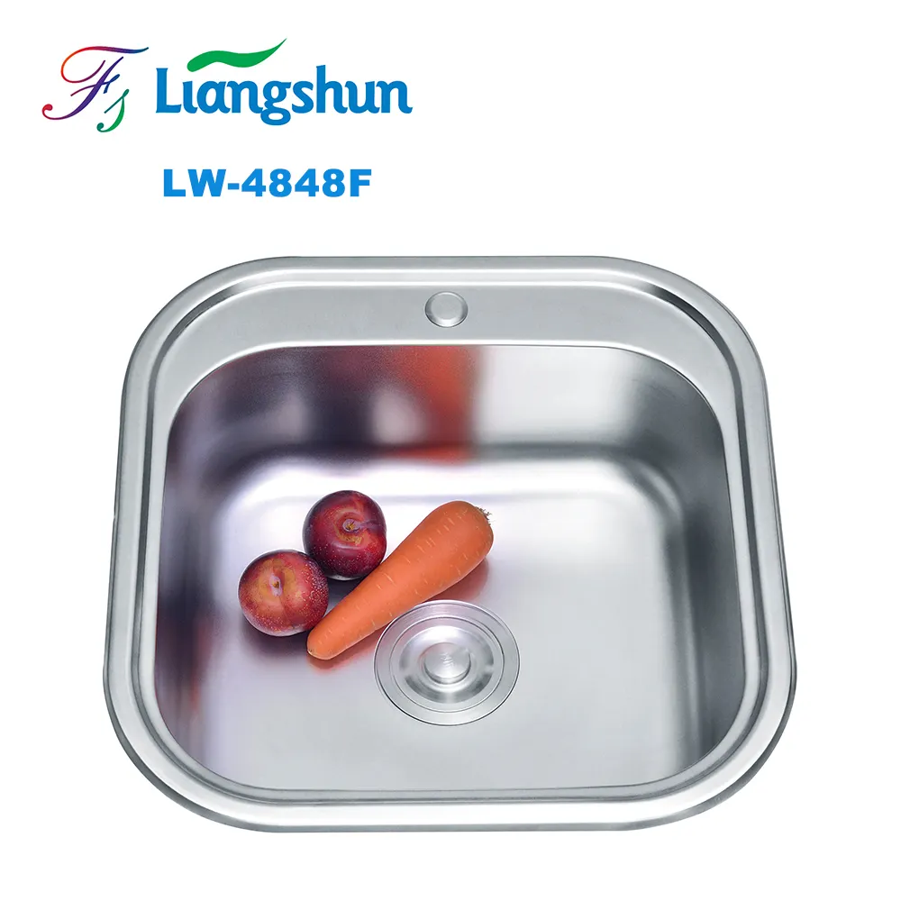 LW-4848F Square small single bowl 201 stainless steel kitchen sink with faucet hole