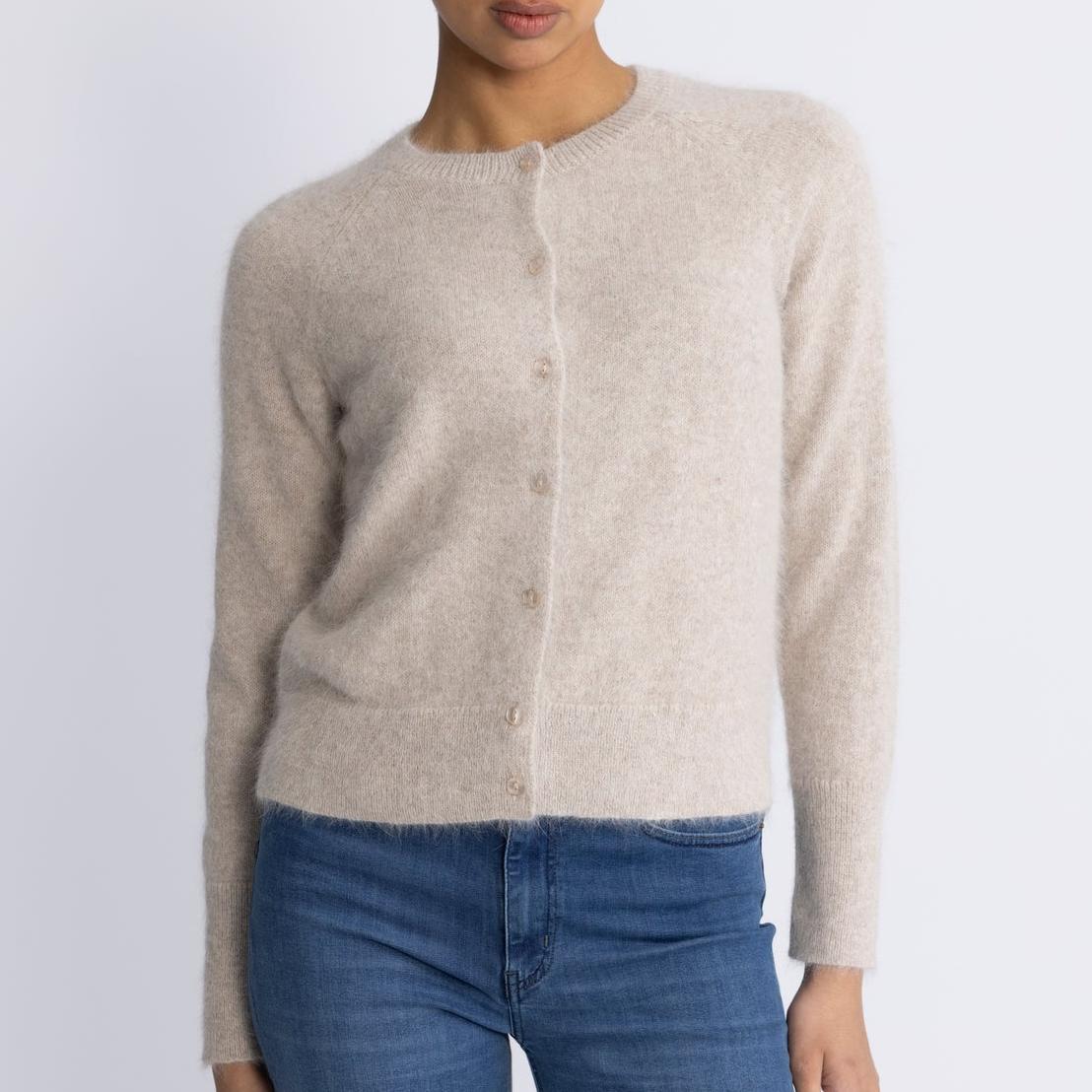 another edition ❤︎ angora knit cardigan Angora blend cardigan with cable knit Woman, White | TWINSET Milano