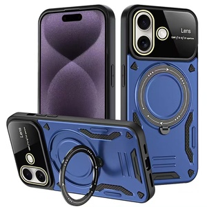 เคสโทรศัพท์สำหรับ iPhone 16 Plus, iPhone 16 Pro Max, 16e พร้อมฝาหลังป้องกันเลนส์กระจก  ฐานแม่เหล็กแบบหมุนได้ - Product Image 3