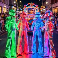 LED-Roboteranzug Vollfarbig Blinkende Stelzenläufer Cosplay-Kostüm mit LED-Helm für Halloween, Geburtstag, Weihnachten, Neujahr