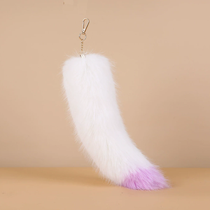 38cm Fluffy Big Faux Fox Fur Tail for Custom Keychain Bag Decoration 38cm Fake Fox Tail Pendant Plush Keychain - Product Image 5