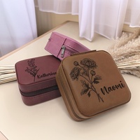 Boîte à bijoux en similicuir gravable au laser, logo personnalisé, petite boîte de rangement pour bijoux, vente en gros, cadeaux d'anniversaire