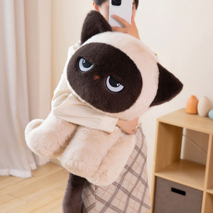 Peluche all'ingrosso a forma di gatto, bambole gatto addormentati, cuscini a gamba lunga, regali per ragazze, bambole gatto sedute, OEM ODM, regalo di compleanno - Product Image 3