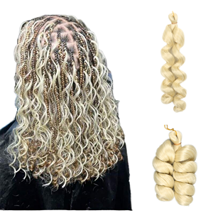 Extensions de tresses synthétiques pré-bouclées en vrac, style vague océanique, sans nœuds, effet bouclé, <span class=keywords><strong>pour</strong></span> tresses torsadées au crochet - Product Image 1