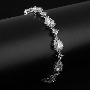 Bracciale <span class=keywords><strong>da</strong></span> <span class=keywords><strong>Donna</strong></span> Stile Lusso Retrò di Alta Qualità con Zirconi Pieni Scintillanti a Forma di Goccia Braccialetti Tennis - Product Image 2