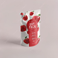 Op maat bedrukte 20ml 100ml herbruikbare verpakking voor fruitdrank met tuit en rietje voor fruitgelei en sap