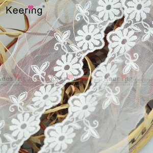 Tessuto decorativo del pizzo di nozze bianco del ricamo per la WLC-608 di nozze elegante - Product Image 5