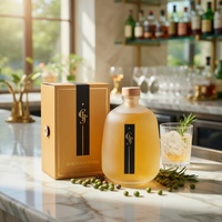 Bouteille ovale de luxe 500 ml en verre super flint avec bouchon, vide, pour vin de fruits, boissons, jus, liqueurs, spiritueux, personnalisable, vente en gros, OEM