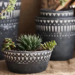 Tuin Leveranciers Groen Indoor Outdoor Decoratie Zwart Steengoed Mold Beton Plant Pot Groothandel Moderne Floor Potten