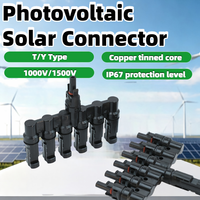 Connecteurs solaires photovoltaïques de type T, étanches IP67, DC 1500V 50A, mâle-femelle, 6 en 1, connecteur de câble de panneau solaire en forme de T