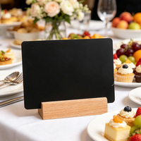 Mini tableau noir rectangulaire de table avec base en bois massif, panneau de messages réutilisable pour mariages et événements