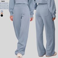Pantalon de sport pour femme taille haute, coupe droite ample et large, avec poches, amincissant, décontracté, pour le fitness