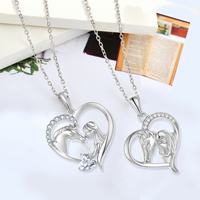 Collier pendentif cheval et filles coeur animal en argent sterling 925 personnalisé pendentif cheval plaqué rhodium en or 14 carats 18 carats