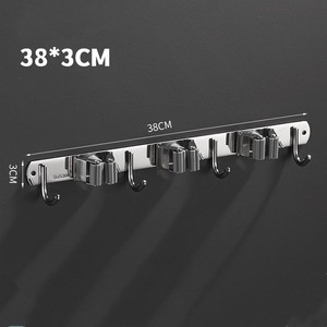 Support mural en acier inoxydable pour balais et serpillères, organisateur de rangement, crochets antidérapants en acier inoxydable pour la maison, la cuisine et le jardin - Product Image 4