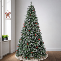 Sapin de Noël MaoSheng avec lumières, en PE+PVC, neige artificielle blanche, LED blanc chaud, décorations, fournisseur OEM personnalisé