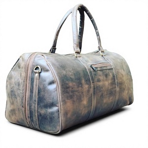 Vintage Genuine Leather Embroidered Duffle <b>Bag</b> Zipper Closure Lightweight Soft Handle Large Capacity Durable Multi-Use Unisex B - Product Image 1