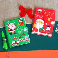 Set de Papelería Escolar Kawaii, Libreta Portátil de Dibujos Animados de Santa Claus, Mini Libreta de Cuero con Espiral, Hojas Sueltas de PVC, PP 43