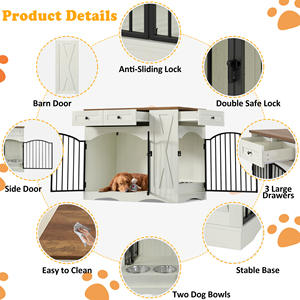 Elegante Gabbia per Cani da Interno con 3 Cassetti e Ciotole Spedizione Gratuita negli USA Casa Multifunzione per Cani di Piccola e Media Taglia - Product Image 3