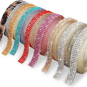 Tiras de diamantes de imitación autoadhesivas de fusión en caliente Crystal <span class=keywords><strong>AB</strong></span>, cinta de vidrio DIY, pegatina de Stass con purpurina, rollo de cinta para regalo - Product Image 1