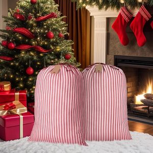 Chaussettes de Noël personnalisées brodées à rayures, décorations de cheminée en toile, assorties au sac du Père Noël, ensemble de chaussettes de Noël par sublimation - Product Image 4