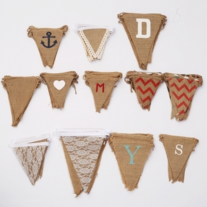 Bandera <span class=keywords><strong>Triangular</strong></span> y Pancarta de Yute Natural Reutilizable y Ecológica con Logotipo Personalizado para Bodas, Campamentos, Navidad y Días Festivos - Product Image 5