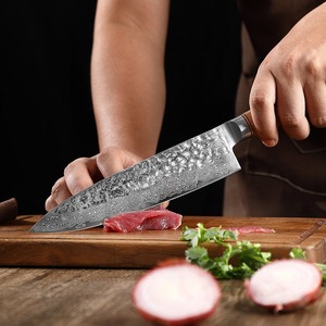 Couteau de Chef Gyuto Damas en Gros pour Usine, 67 Couches, 10Cr15CoMoV, Manche en Bois Martelé, Logo Personnalisé, Couteau de Cuisine Professionnel - Product Image 2