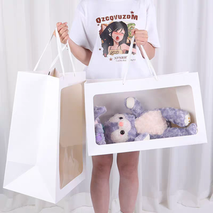 Sac cadeau créatif transparent pour la fête des enseignants, sac en papier artistique, design <span class=keywords><strong>de</strong></span> fenêtre à fleurs, pour souvenir, sac à main, bouquet, emballage <span class=keywords><strong>de</strong></span> poupée - Product Image 2