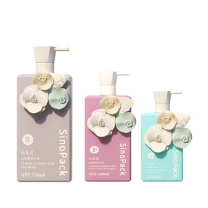 عبوة شامبو بلاستيكية من البولي إيثيلين عالي الكثافة (HDPE) قابلة لإعادة التدوير بسعة 300 مل/500 مل/750 مل مع مضخة لوشن بتصميم زهرة ثلاثية الأبعاد، عبوة تجميل من مواد معاد تدويرها (PCR) للشامبو والغسول - Product Image 6