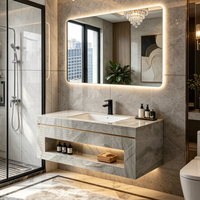 Meuble de salle de bain moderne en pierre naturelle, marbre et ardoise avec lavabo en céramique pour la décoration de salle de bain de luxe