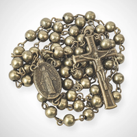 Nouveau collier chapelet catholique avec perles en pierre naturelle cordon noué croisé alliage de zinc plaqué argent Antique pour cadeau de prière unisexe