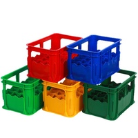 Caisse de rangement empilable robuste à 12/24 compartiments avec poignées intégrées, caisses en plastique pour bouteilles de lait en verre