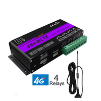 Módulo de Relé Industrial 4G LTE GSM de 4 Canales, Control Remoto a través de SMS, Aplicación y Web con Monitor de Temperatura y Humedad Opcional