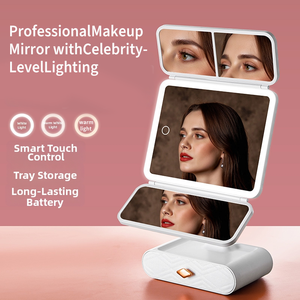 <span class=keywords><strong>Miroir</strong></span> de maquillage LED de bureau avec boîte de rangement, <span class=keywords><strong>miroir</strong></span> de maquillage à trois couches avec éclairage LED, adapté à une utilisation en chambre à coucher - Product Image 4