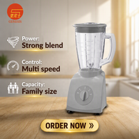 Mixeur de Table Électrique Deluxe Automatique Silencieux avec Bol en Verre, 6 Lames, Vitesse Variable, pour Smoothies, Usage Domestique et Hôtelier