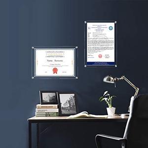 11*14inch Double Panel Wall Mount Hanging <strong>Floating</strong> Frameless Clear Acrylic Picture <strong>Frame</strong> For Degree Certificate Photo <strong>Frames</strong> - Product Image 2