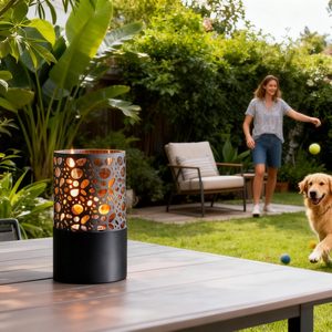 Lampe à éthanol portable moderne autoportante, cheminée de table en métal au design ajouré, pour usage intérieur/extérieur, emballage pour vente par correspondance - Product Image 5
