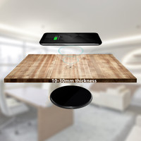 Bureau Bureau Bureau 30mm 10W Sortie Caché Sous Bureau Longue Distance Invisible Sous Table Chargeur Sans Fil pour Téléphones