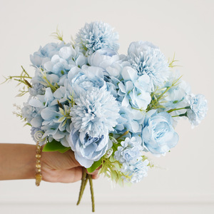 Bouquet de pivoines artificielles en soie, fleurs pour mariage et décoration intérieure, style moderne réaliste, arrangement à 7 branches - Product Image 3