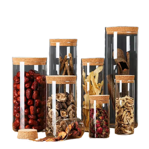 Modern Kitchen Borosilicate Glass Jar Cork Lid <b>Stackable</b> Airtight <b>Food</b> <b>Storage</b> <b>Containers</b> Handmade Ecofriendly Microwavable Heat - Product Image 1