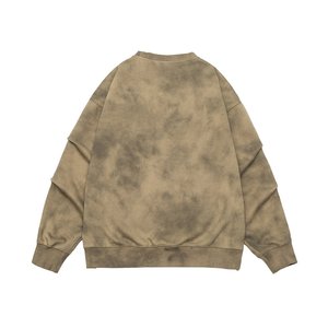 男士扎染圆领 T 恤运动衫棉质长袖休闲大码宽松版型落肩 6XL 7XL - Product Image 2