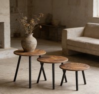 Ensemble de bureau 3 pièces en MDF avec pieds en bois - Design contemporain, écologique et durable pour hôtel, salon, chambre et balcon