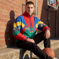 Veste décontractée ample pour homme, style vintage, col montant, respirante, en toile, color block rouge, bleu, jaune, vert, pour l'automne – OEM/ODM
