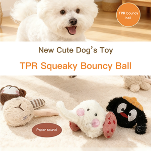 Serie di Palline Rimbalzanti Squeaky in TPR, Giocattoli per Cani a Forma di Cartone Animato, Peluche di Cane, Coniglio, Elefante, Orso - Product Image 1