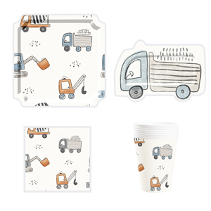 Juego de Vajilla Desechable con Diseño de Camión Tractor DAMAI, Platos, Vasos y Servilletas de Papel para Fiestas de Cumpleaños - Product Image 1