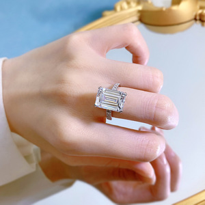 Bague en argent 925 avec zircon vert taille émeraude, style américain vintage, bijoux de <span class=keywords><strong>cocktail</strong></span> - Product Image 5