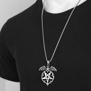 Collar con Colgante Unisex de Acero Inoxidable Gótico, Estilo Wiccano Satánico Vintage, con Pentagrama de Murciélago, Círculo Decorativo, Dorado, Moderno y Encantador - Product Image 4