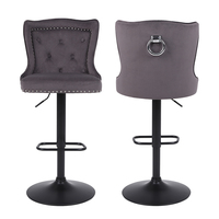 Vente en gros de chaise de bar pivotante en métal de style nordique moderne de luxe en fer noir tabouret haut de bar en tissu pour salle à manger salon