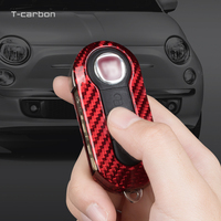 Housse de porte-clés en Fiber de carbone T pour Fiat Abarth 500, couvre-clés de voiture à la mode, accessoires d'intérieur, étui de clé de voiture
