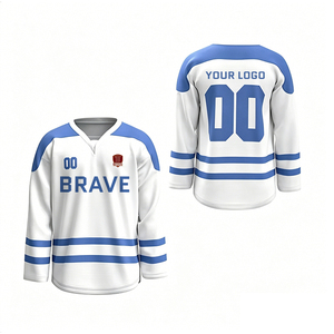 Vêtements de sport européens personnalisés assortis, ensemble de maillots de hockey sur glace en polyester à manches longues pour hommes, pour équipe - Product Image 2