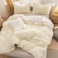 Ensembles de couette en fausse fourrure pelucheuse de luxe avec housse de couette et ensemble de draps pour l'hiver